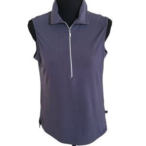 Birdee Sport Womens Golf Gray Sleeveless Polo Top Medium